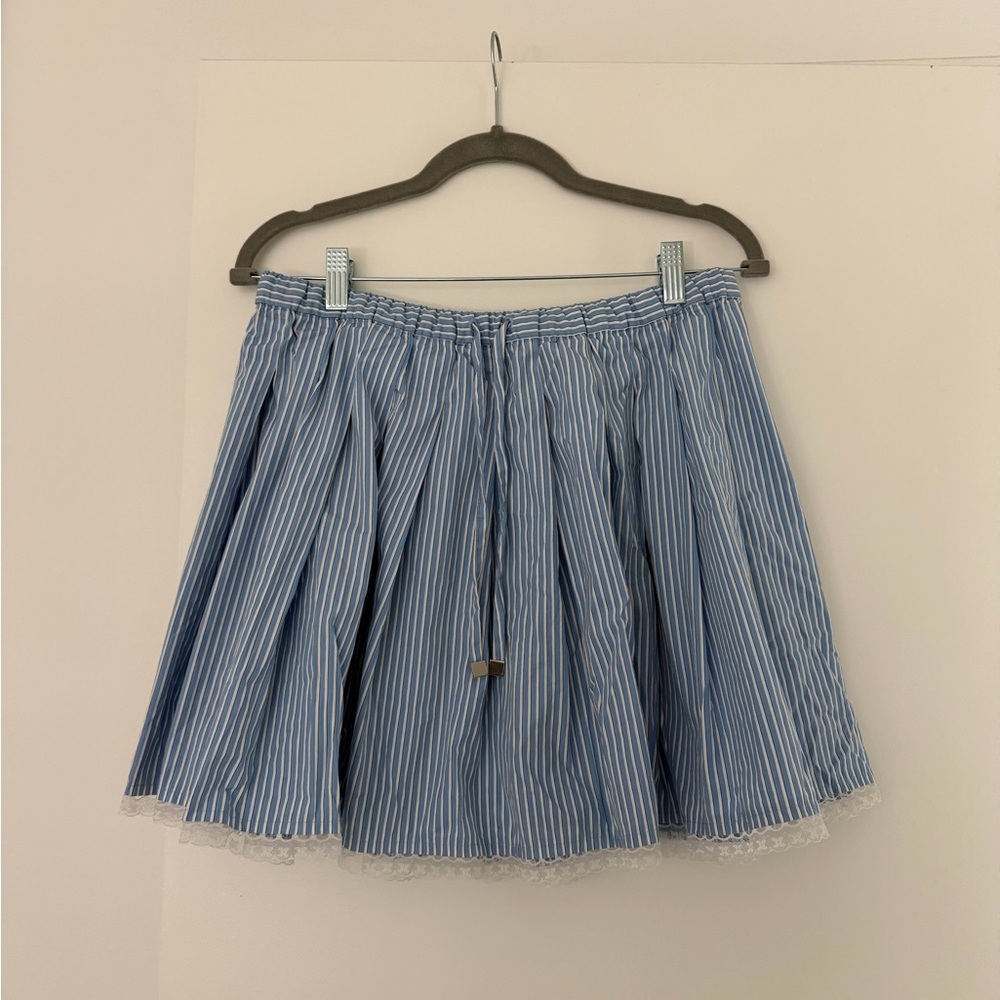J. Crew Blue and White Striped Mini Skirt